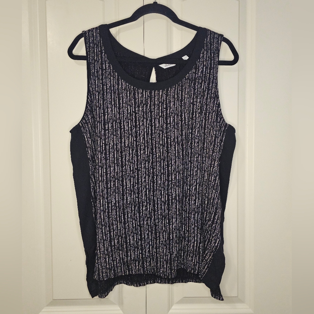 🔷️3 Items for$20🔷️ Reitmans Black  White Striped Women's Sleeveless Top Sz XXL